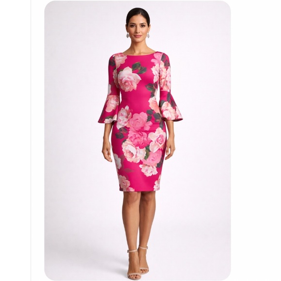Calvin Klein Dresses & Skirts - Calvin Klein Fuchsia Floral Midi Dress